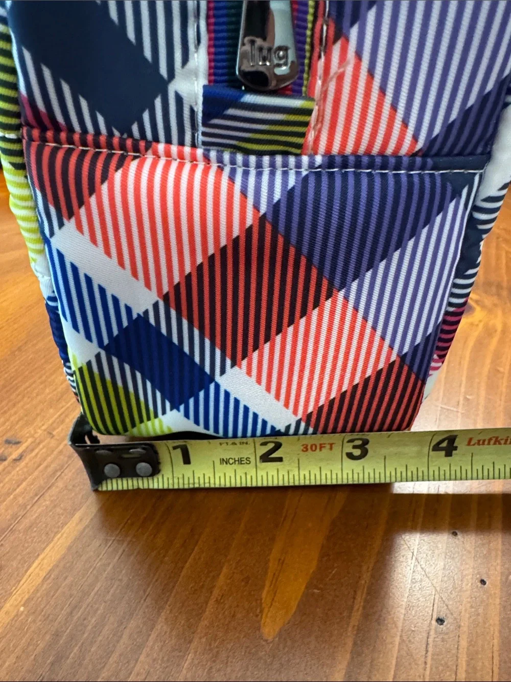 LUG playful plaid Bumper Quilted  Cosmetic Pouch with side carry handle